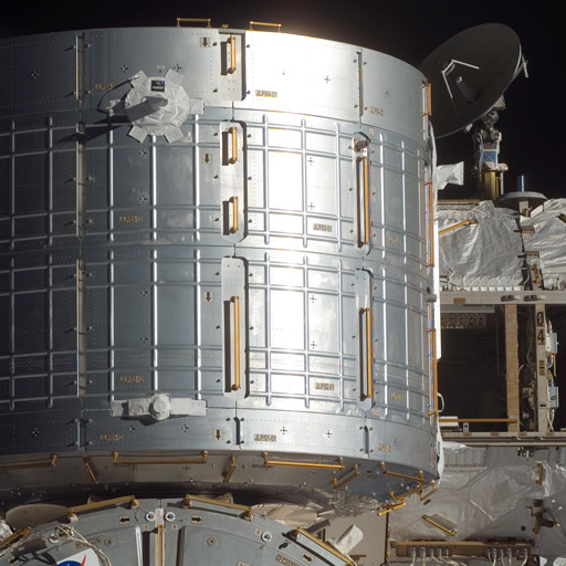 Closeup of hardware on the International Space Station