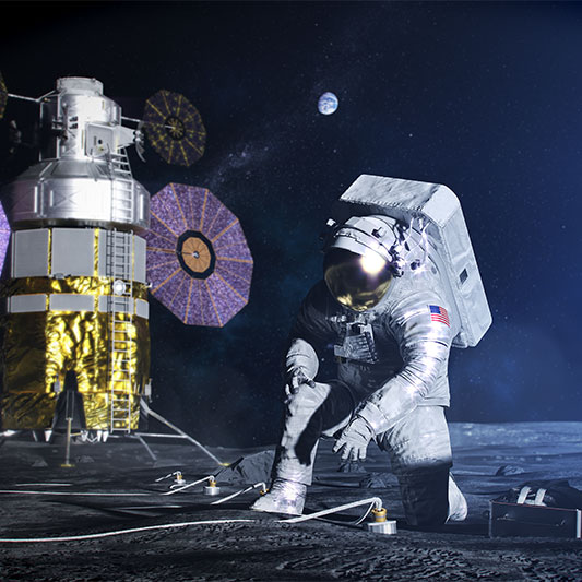 Astronaut on the Moon (Illustration)