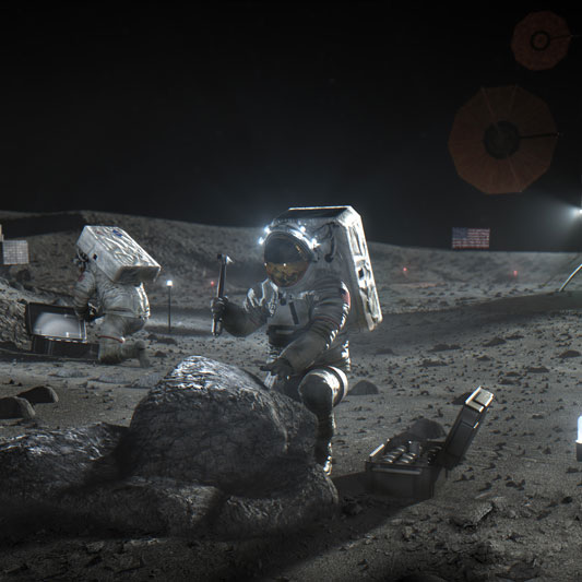 Illustration of astronauts on the moon