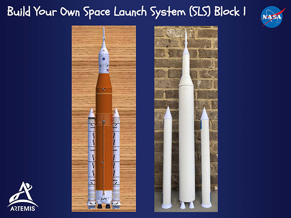 Learn how to build your own Space Launch System rocket from supplies at home.