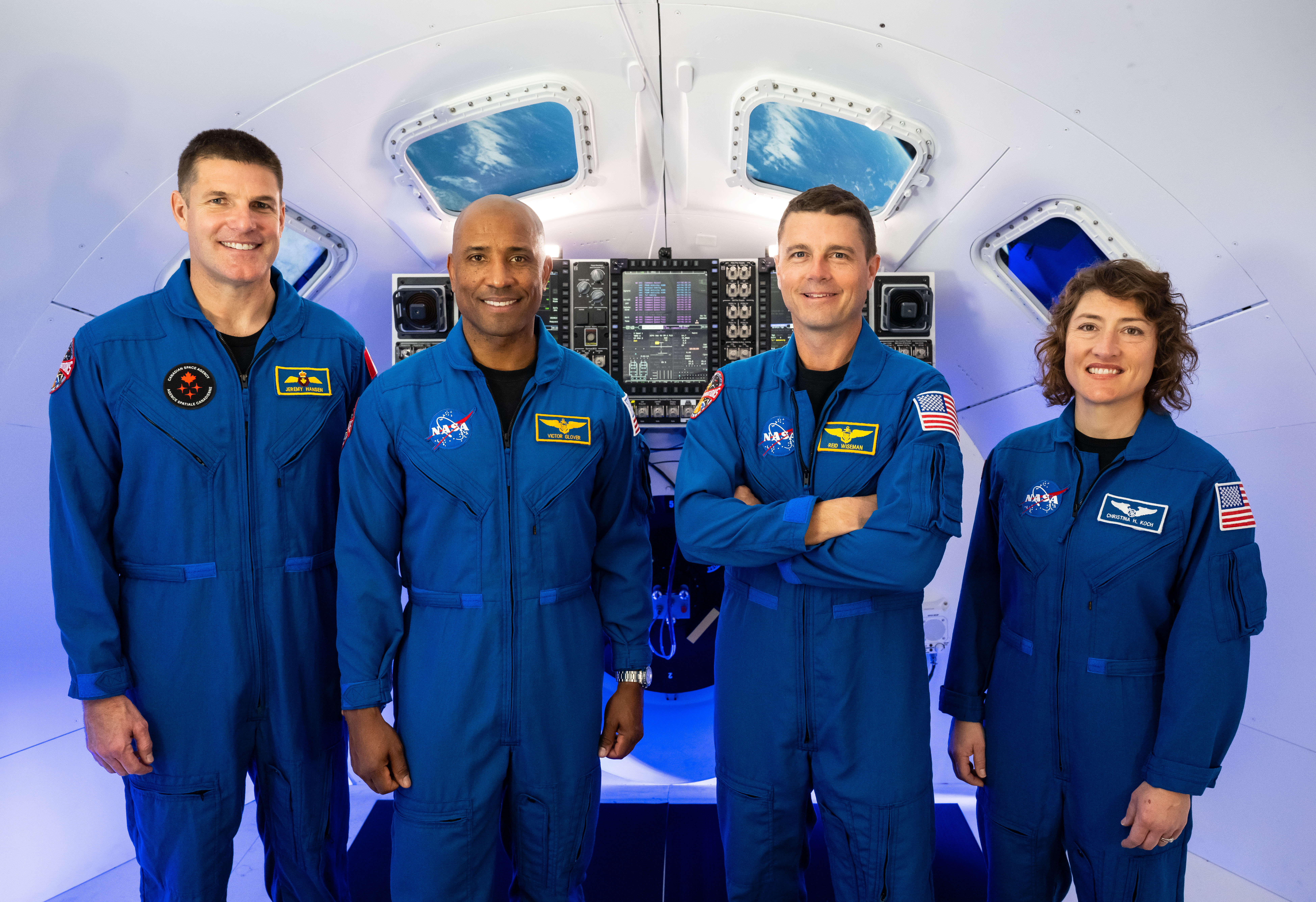 The Artemis II crew in an Orion simulator at NASA’s Johnson Space Center in Houston.